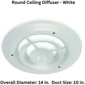 4jrl1 Select Round Ceiling Diffuser 14 Inch Dia. Grille 10 Duct Size Air Vent Cover White Steel