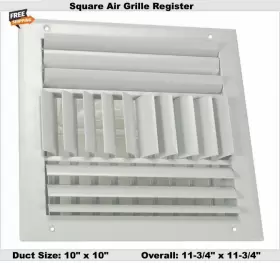 4mjk9 Select Square Air Grille Register Ceiling Wall Adjustable 10 Inch X Duct Size White