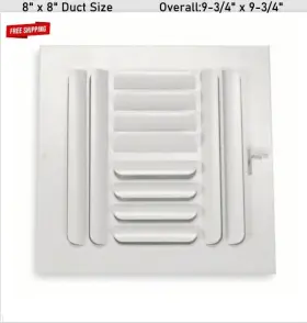 4mjl1 Select Square Air Register Grille 8 Inch X Duct Size 4-way Adjustable Wall Ceiling Ac