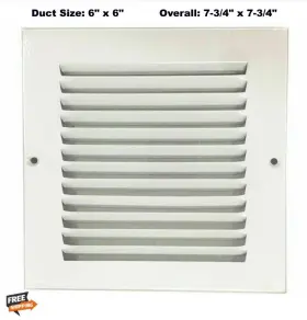 4mjn2 Select Square Vent Cover Grille 6 Inch X Duct Size White Air Return Sidewall Ceiling