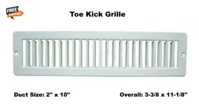 4mjd3 Select Toe Kick Grille 2 Inch X 10 White Steel Wall Register Duct Size Heat Under Cabinet