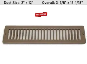 4mjd4 Select Toe Kick Grille Wall Register 2 Inch X 12 Duct Size Brown Steel Heat Under Cabinet