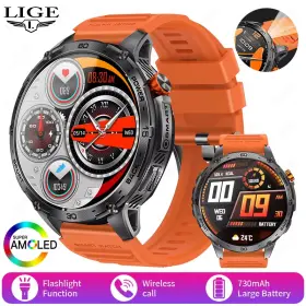Senlc-6m Senville New 730mah Outdoor Smart Watch Men 1.75inch Amoled 466 Screen Flashlight Ip6