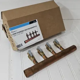 25482z Sharkbite New Copper 1 Inch Sweat X 1/2 Pex Crimp 4 Port Radiant Heating Manifold