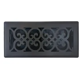 Sierra Grates 850042081341 4 Inch X 10 Victorian Design Steel Floor Register In Cast Iron Black Finish - Ve