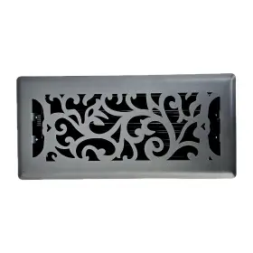 Sierra Grates 850055240193 4 Inch X 12 Floral Floor Register In Granite Grey Finish - Vent Covers For Home