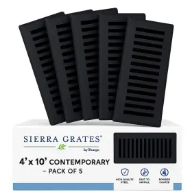 Ctp410-blk-5 Sierra Grates 5 Pcs 4 Inch X10 Steel Floor Registers Black - Durable Decorative Vent Covers