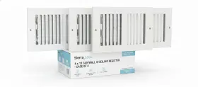 Twc412-wht-4 Sierra Grates 4 Inch X 12 White Sidewall And Ceiling Register 2 Way Steel Air Vent Cover Hvac