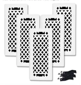 Vec410-wht-5 Sierra Grates 5 Pc 4 Inch X 10 Vector Design Steel Floor Register In Glacier White Finish Wit