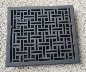 398289 Signature Hardware Cast Iron Floor Register - 12 Inch X 14 In Black