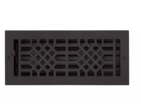Sh551438blk Signature Hardware Antique Cast Iron Floor Register - 6 Inch X 10 -black
