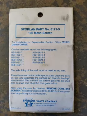 6171-5 Sporlan - Replaceable Core Filter Drier Outlet Screen