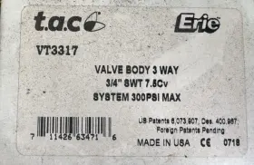 T.a.c Erie Vt3317 T.a.c Valve Zone 3/4 Inch Swt Three Way 7.5 Cv 300psi