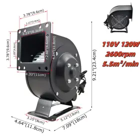 M053245 Techtongda 110v 120w Centrifugal Blower Fan 196cfm Furnace Boiler
