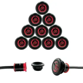 S33-rr09-1 Tecniq Inc 10 Pack - Red Usa Made 3/4 Led Clearance Marker Bullet Grommet Lights