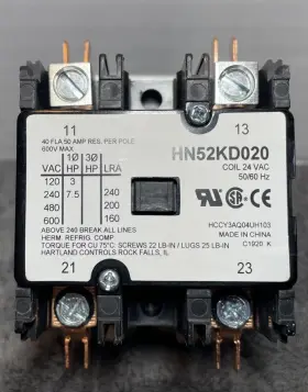 Hn52kd020 Top Parts Contactor 2 Pole 24v 600vmax 50amp 50/60 Hz