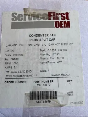 Mot18679 Trane 200-230v 1/5 Hp 1080 Rpm Motor