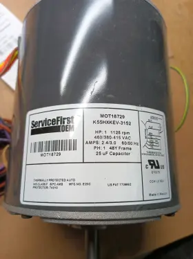 Mot18729 Trane 460v1ph 1hp 1125rpm Motor Oem