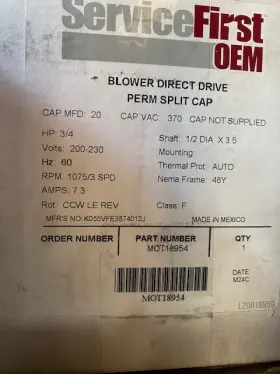 Mot18954 Trane 200-230v Motor - 3/4hp Ccw 1075rpm