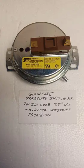 Fs4428-700 Tridelta 210-0023 Glowcore P/n 210 0023 Air Pressure Switch 7.5 In Wc Pr