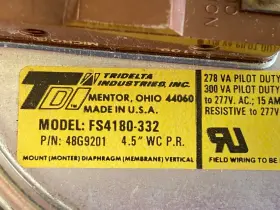 Fs4180-332 Tridelta 48g9201 Furnace Air Pressure Switch Free Ship 2411 #2