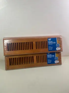 Truaire 803492360894 Solid Oak 18 Inch Baseboard Grille Dark Finish With 2-way Air Deflection 2 Pack