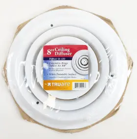 C800-08 Truaire 8 Inch H X W Powder Coat White Steel Ceiling Diffuser