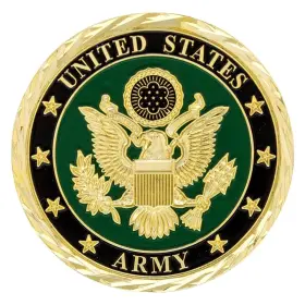 22975 United Pacific Emblem 1 3/4 Inch U.s. Military Adhesive Metal Medallion Army