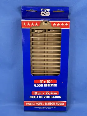 V-103b United States Hardware Steel Floor Register 4 Inch X 10 3/4 - Brown