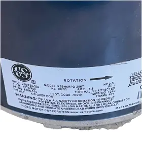 K55hxrpd-2967 Us Motor 8106-070 208-230v 1ph 1/2hp 1075rpm