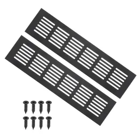 Uxcell 639664743314 10 Inch X2.4 Air Vent Cover 2pcs Door Grille Ventilation Louvered For Cabinet Black
