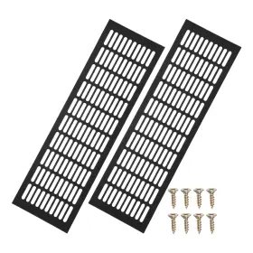 Uxcell 649603733313 2 Pcs 20 X 6 Inch Door Air Vent Cover Grille Ventilation With Screw Black