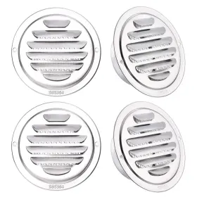 Uxcell 724117004422 304 Stainless Steel Air Vent 3 Inch 4pcs Round Louver Grille Cover Soffit Outlet