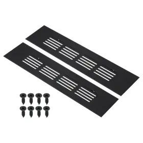 Uxcell 724117545277 2pcs 8 Inch X2 Air Vent Cover Door Grille Ventilation Louvered For Cabinet Black