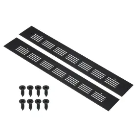 Uxcell 724117545321 2pcs 12 Inch X2 Air Vent Cover Door Grille Ventilation Louvered For Cabinet Black