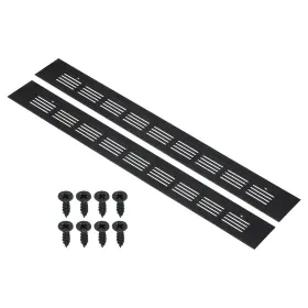 Uxcell 724117545345 2pcs 16 Inch X2 Air Vent Cover Door Grille Ventilation Louvered For Cabinet Black