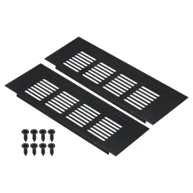 Uxcell 724117545512 2pcs 8 Inch X3 Air Vent Cover Door Grille Ventilation Louvered For Cabinet Black