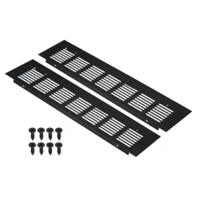 Uxcell 724117545550 2pcs 12 Inch X3 Air Vent Cover Door Grille Ventilation Louvered For Cabinet Black