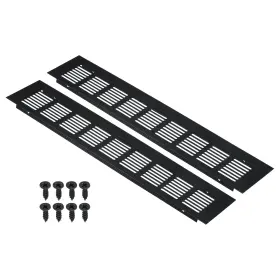 Uxcell 724117545574 16 Inch X3 Air Vent Cover 2pcs Door Grille Ventilation Louvered For Cabinet Black