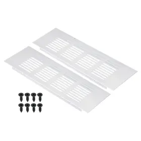 Uxcell 724117545734 2pcs 8 Inch X3 Air Vent Cover Door Grille Ventilation Louvered For Cabinet Silver