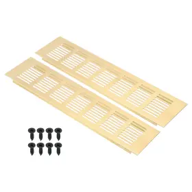 Uxcell 724117545994 12 Inch X3 Air Vent Cover 2pcs Door Grille Ventilation Louvered For Cabinet Gold