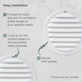 Vent Systems 751037230125 4 Inch White Soffit Cover Round Air Louver Grill Builtin Insect #3