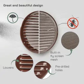 Vent Systems 751037230286 8 Inch Brown Soffit Cover Round Air Louver Grill Builtin Insect Scre #3