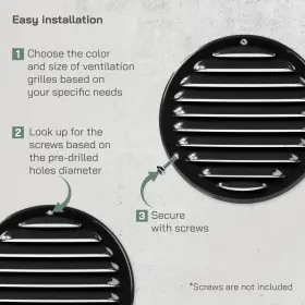 Vent Systems 751037230958 5 Inch Black Soffit Cover Round Air Louver Grill Builtin Insect #3