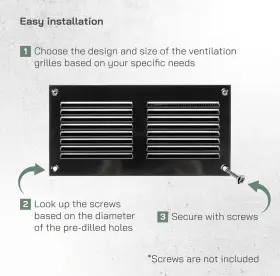 Vent Systems 751037235502 8 Inch X 4 Black Metal Cover - 2 Pack Louvered Duct Grille With Mesh
