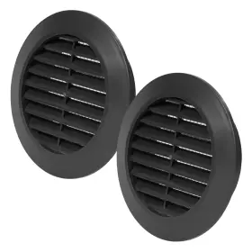 Vent Systems 752277004491 3 Inch Black Louvered Plastic Door 2 Pack - Easy-to-install Round Ai