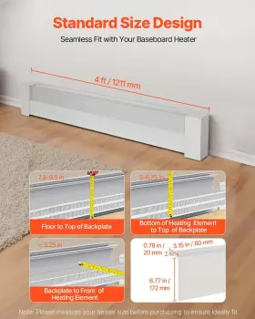 Vevor 197988160441 Baseboard Heater Covers Basic Series 4 Ft Standard Electric Heating Unit Front