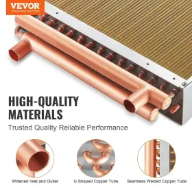 Vevor 197988222262 Heat Exchanger Water To Air 16 Inch X With 3-row 3/8 Copper Ports 193 Al #2