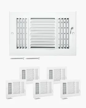 Vevor 197988312970 Floor Registers 3-way 6 X 10 Inch Iron Vents For 6-pack White
