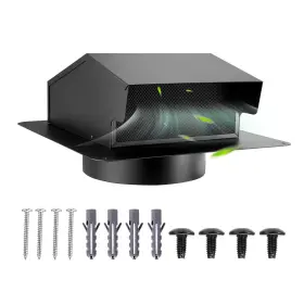 Vevor 197988535041 6 Inch Hooded Wall Vent Cover Spcc Steel Roof Exhaust 1 Pack Black